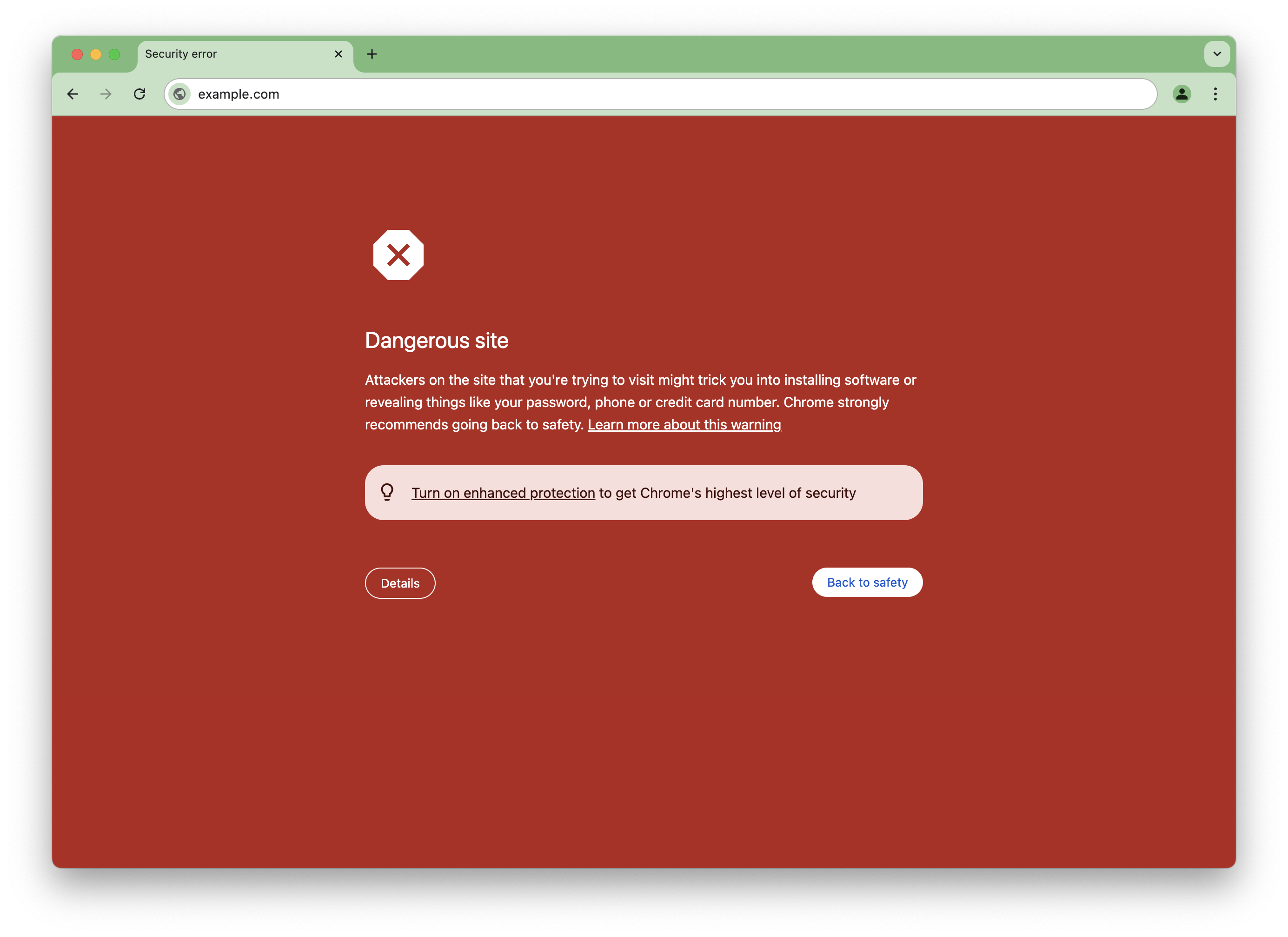 Example: Google Safe Browsing warning in Chrome