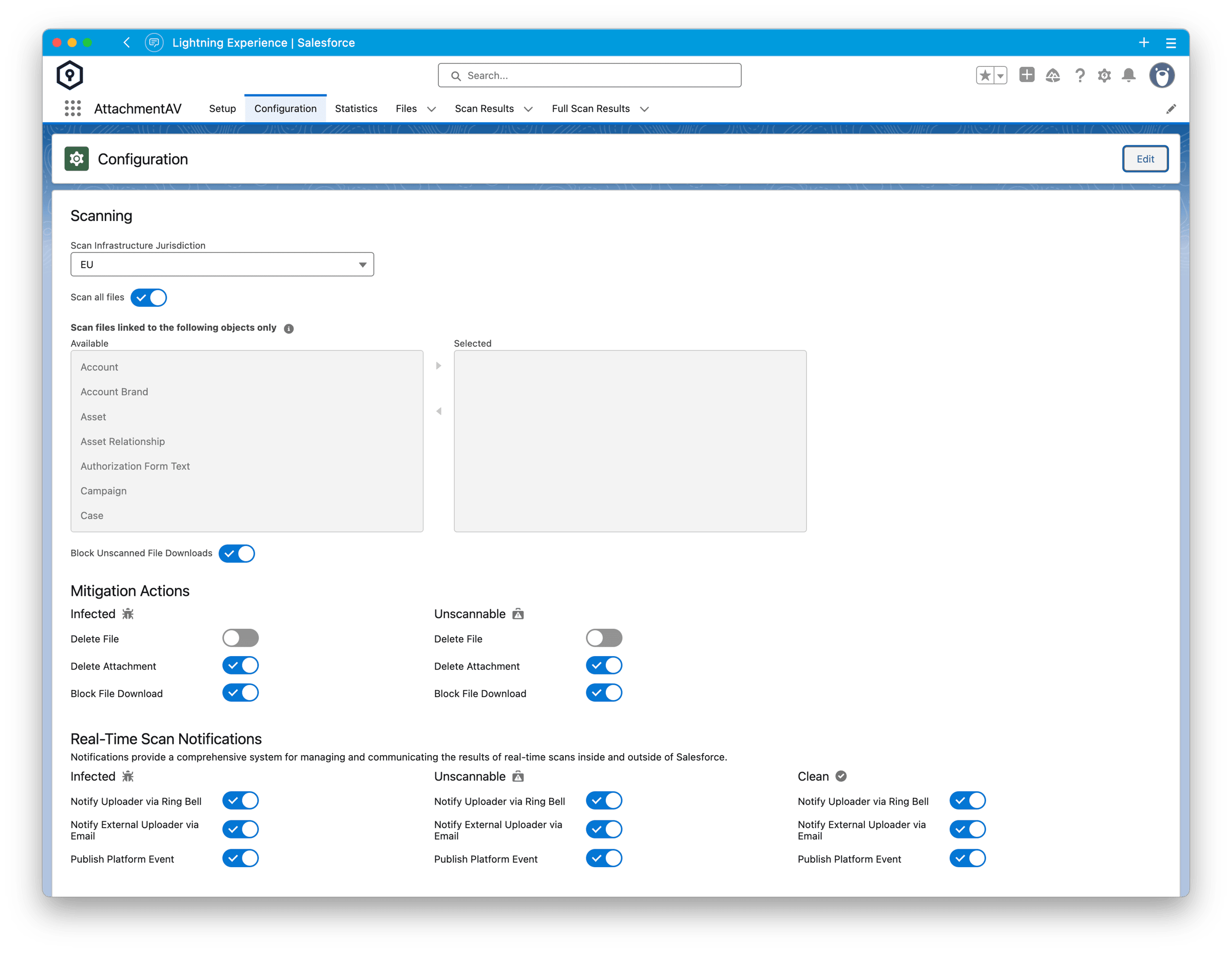 Configure attachmentAV for Salesforce