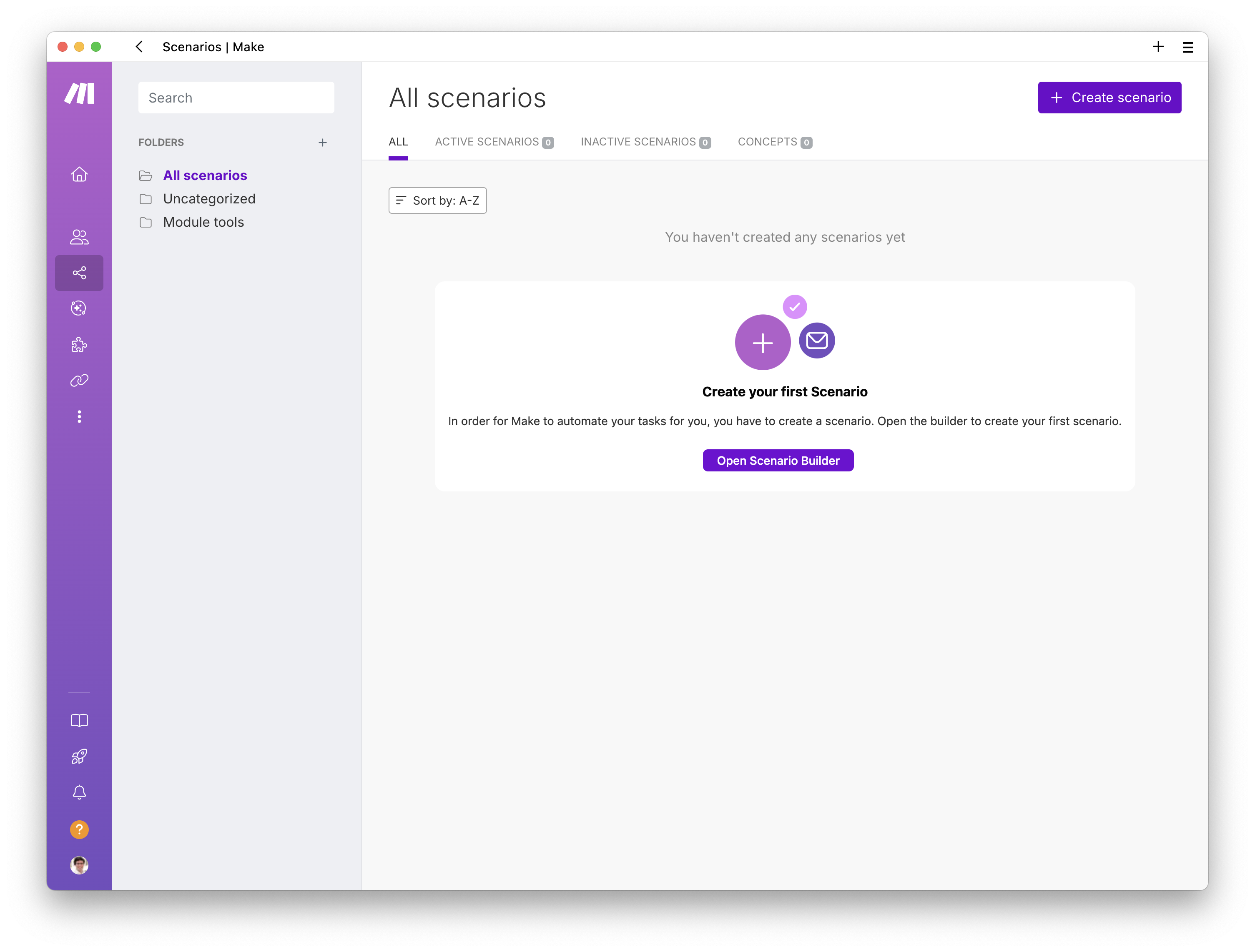 Creating a scenario to upload email attachments to Dropbox after a virus and malware scan - Step 1