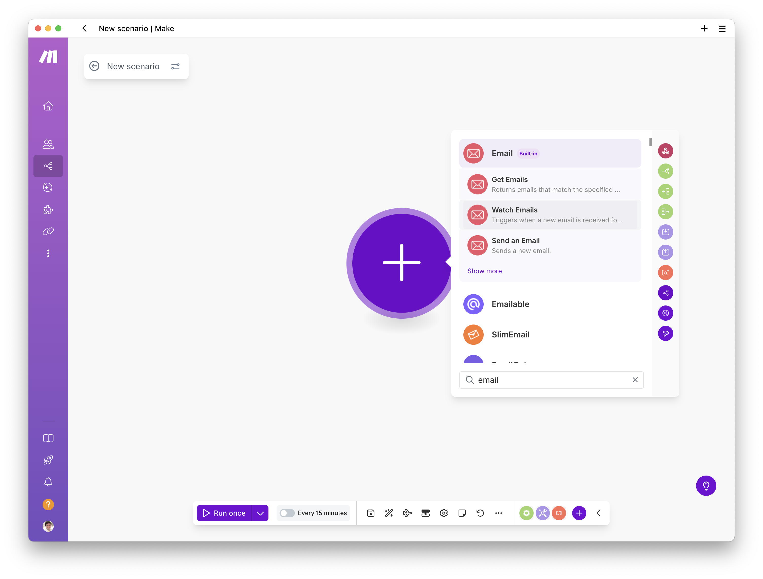 Creating a scenario to upload email attachments to Dropbox after a virus and malware scan - Step 2
