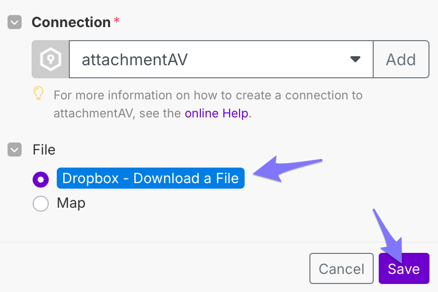 Use attachmentAV: step 5