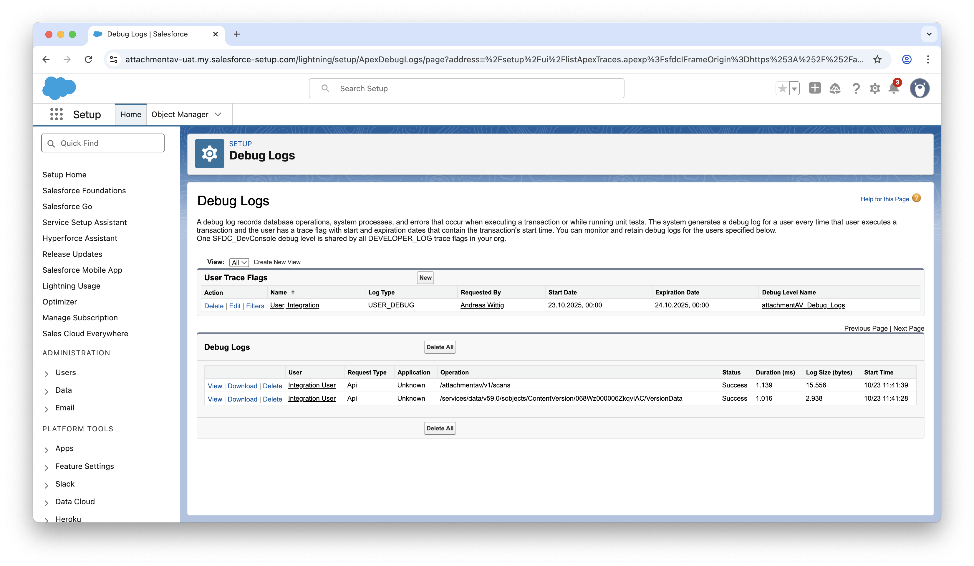 Debugging attachmentAV for Salesforce - Step #7