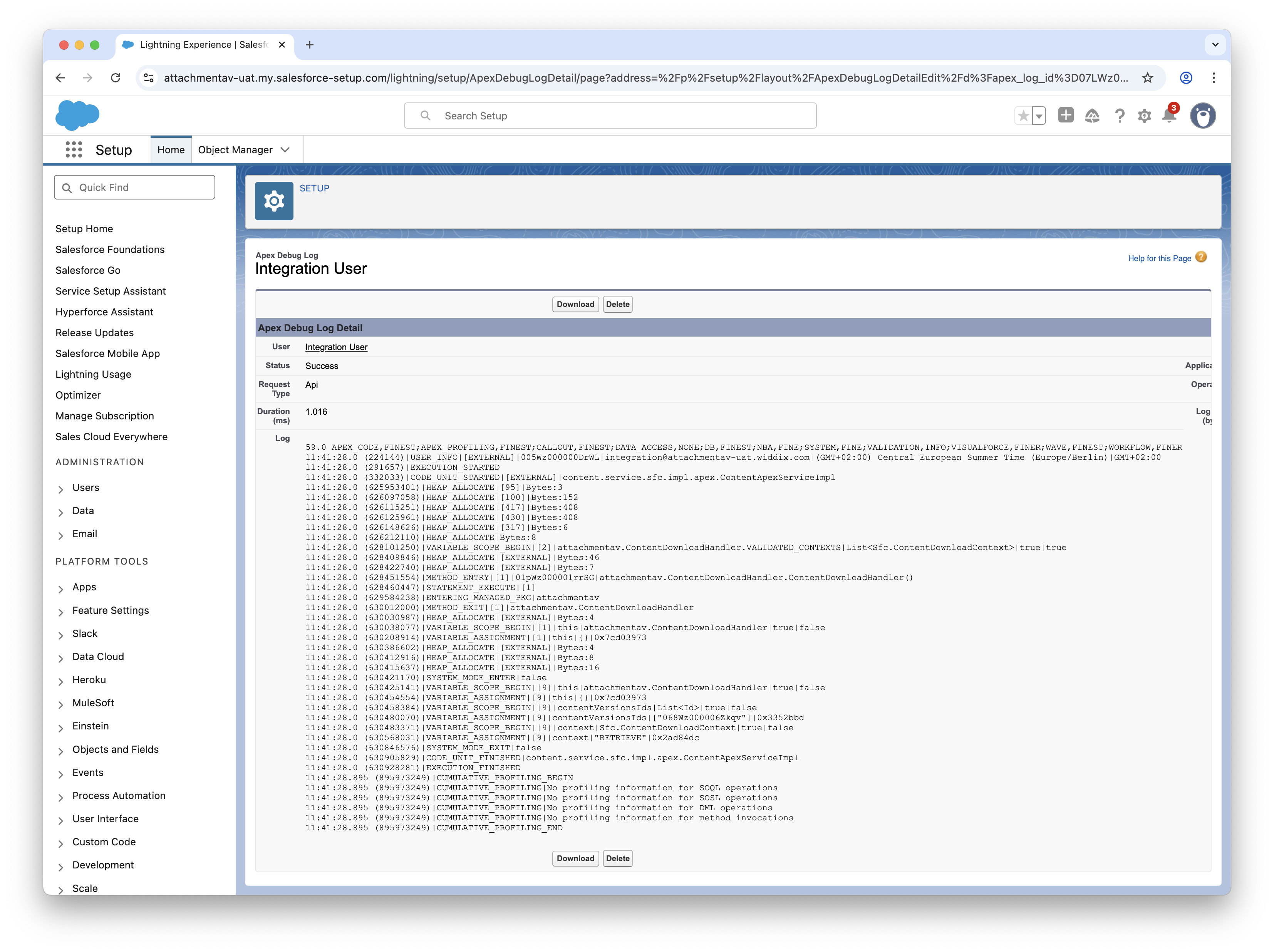 Debugging attachmentAV for Salesforce - Step #8